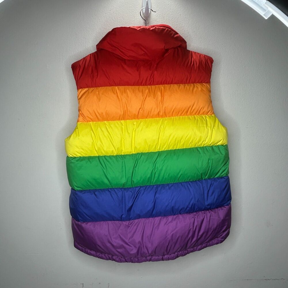 RARE Burberry Rainbow Stripe Down Filled Quilted Puffer Vest Concealed Zip S - Picture 2 of 13